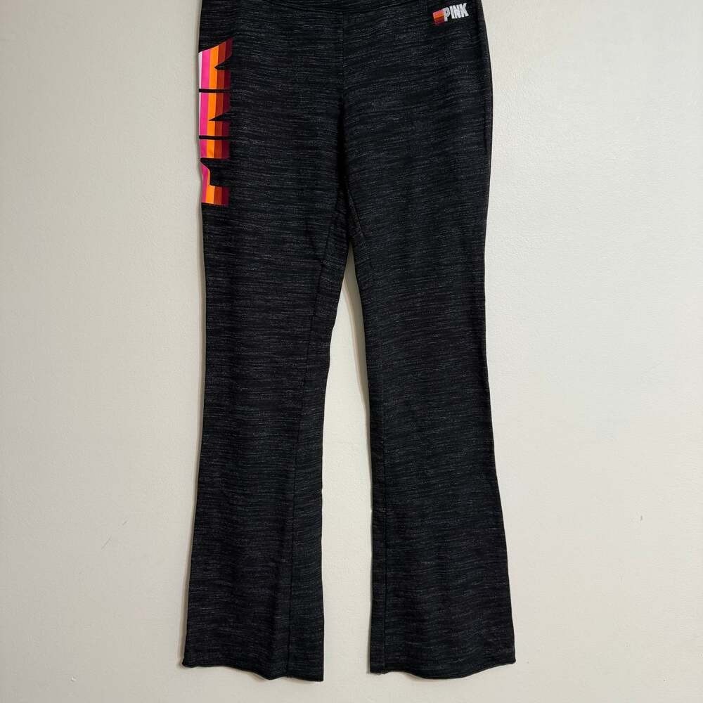 Victoria's Secret PINK Flare Yoga Pants Gray Heather‎ Logo Space Dye Small S